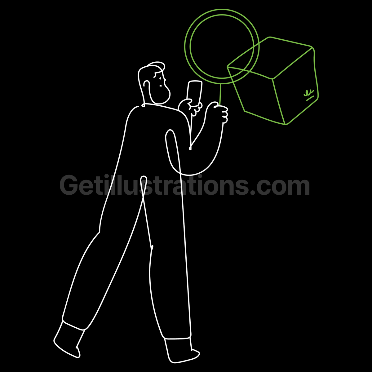 logistic, find, package, box, man, people, research